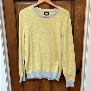 Lands' End men’s medium cotton blend Yellow and Gray striped Sweater